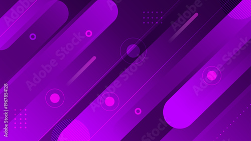 High energy purple abstract background with rounded diagonal shapes and glowing neon geometric elements for modern design
