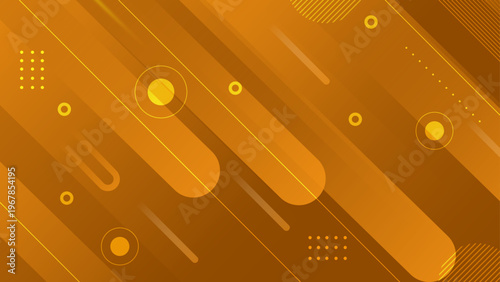Warm golden orange abstract background featuring sleek diagonal lines and circular geometric elements for professional use