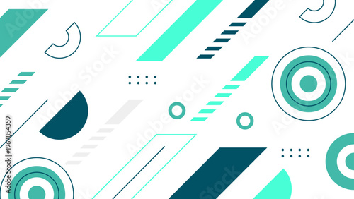 Clean teal and emerald abstract background featuring linear geometric shapes and circles for a fresh professional look