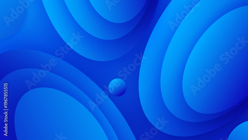 Deep ocean blue backdrop featuring organic overlapping shapes and spheres
