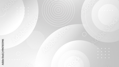 Clean white and grey abstract background with geometric circles and minimal line art