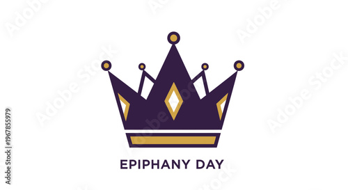 Royal Crown Icon for Epiphany Day Celebration - Purple and Gold Vector Art