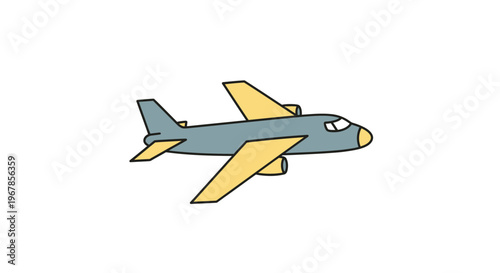 Simple cartoon airplane flying isolated on white background, side view.