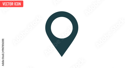 Simple Dark Teal Map Pin Icon on White Background - Location Marker Vector
