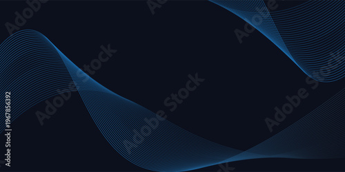 A stunning abstract and dynamic digital design with flowing blue waves on a dark background, curved fine lines and a dotted pattern that creates a sense of movement and energy.
