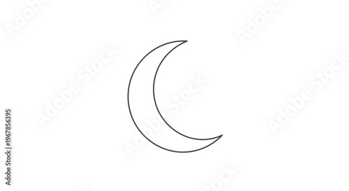 Simple Crescent Moon Outline Graphic - Minimalist Celestial Symbol