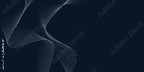 A stunning abstract and dynamic digital design with flowing white waves on a dark background, curved fine lines, and a dotted pattern that gives a sense of movement and energy.