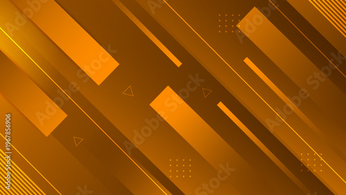 Sophisticated orange and gold abstract background featuring diagonal lines and geometric tech details