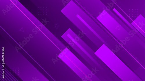 Creative purple abstract background featuring overlapping diagonal shapes and minimalist geometric patterns
