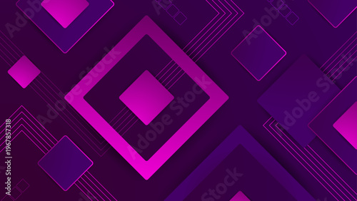 Stylish magenta and purple composition using overlapping squares and linear accents