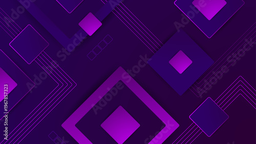 Sophisticated purple and violet background with layered squares and sleek diagonal lines