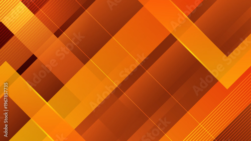 Energetic orange background with dynamic diagonal stripes and bold geometric layers