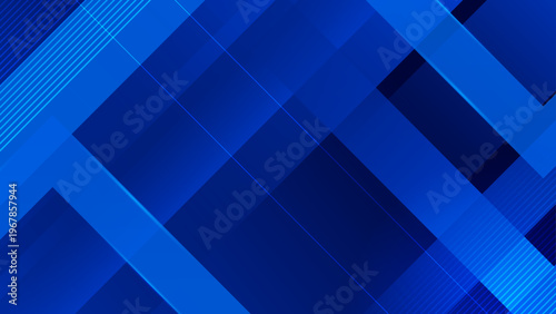 Sophisticated deep blue abstract background with layered diagonal shapes and subtle line patterns suitable for technology or finance themes