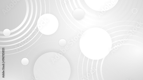 Elegant white and light gray background with minimalist 3D circles and concentric ripples for a sophisticated and modern backdrop