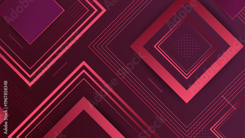 Stylish magenta abstract background featuring layered geometric squares and thin diagonal lines