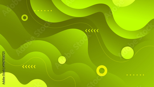 Energetic abstract background with neon green fluid shapes and wavy patterns