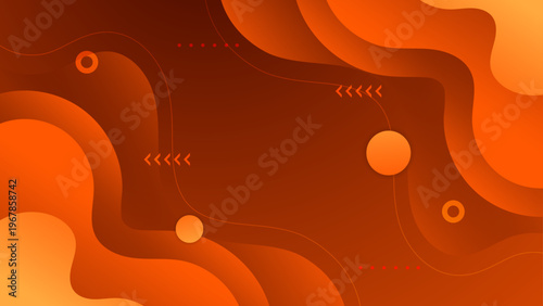 Elegant abstract background with orange and brown fluid waves and soft gradients