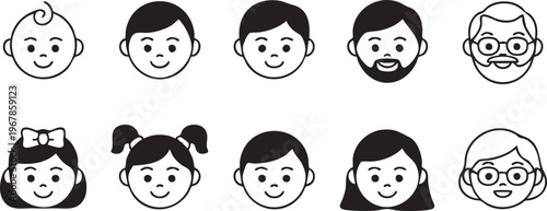 People face icon collection for profile images, user accounts and digital platforms
