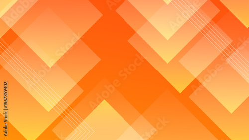 Bright and energetic orange background with transparent square layers suggesting warmth and motion