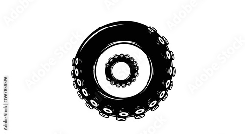 Abstract Black Octopus Tentacle Ring Silhouette, Kraken Ink Circle