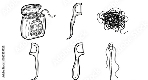 Assortment of Dental Floss, Floss Picks, and Hygiene Tools for Comprehensive Oral Care and Gum Health Maintenance