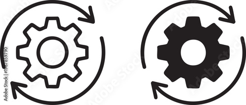 Automation workflow symbol with circular arrows for technology and engineering design