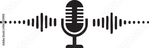 Microphone audio icon for radio broadcasting, voiceover and digital media
