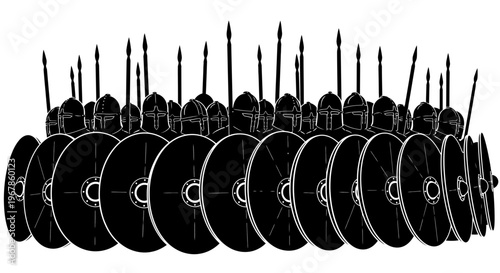 Ancient Roman Legionaries Formation, Shields Up, Spears Ready