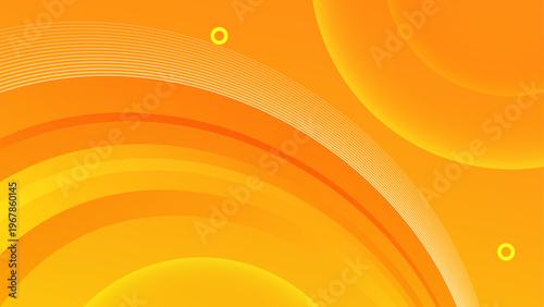 Vibrant orange and yellow background with smooth circular waves and white lines