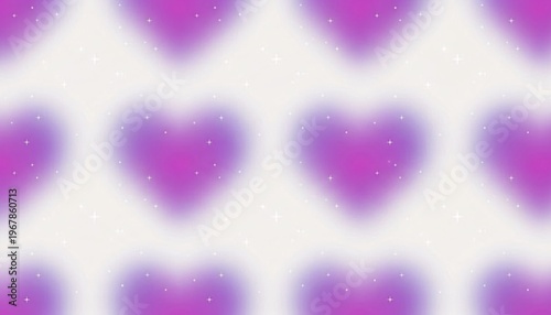 A vibrant purple heart pattern on a white background with a soft, romantic glow