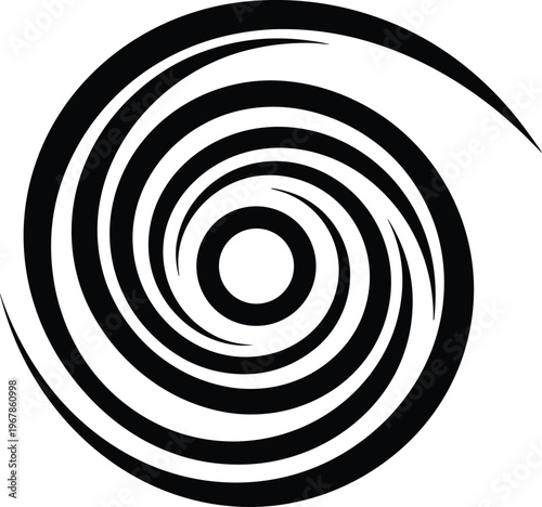 Spiral vortex silhouette illustration, whirlpool icon design, abstract motion vector art, dynamic swirl pattern, spiral flat vector illustration