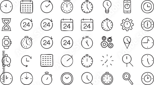 Time and scheduling icon set for workflow, planning and organization