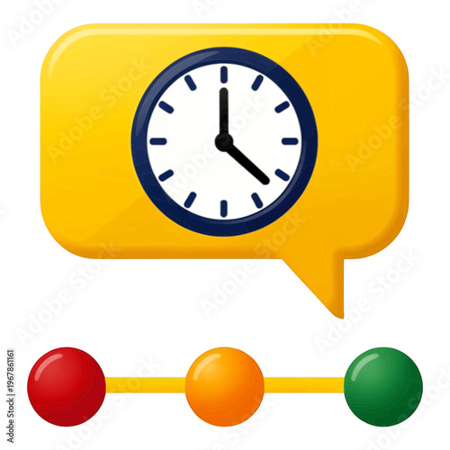 Clock Time Management Vector Icon with Traffic Light