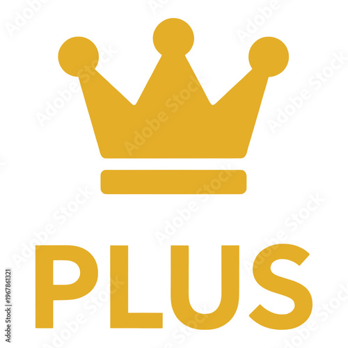 Gold Crown Plus Sign Vector Icon