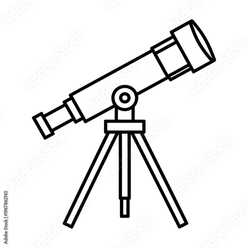 Vector of a telescope mounted on a tripod