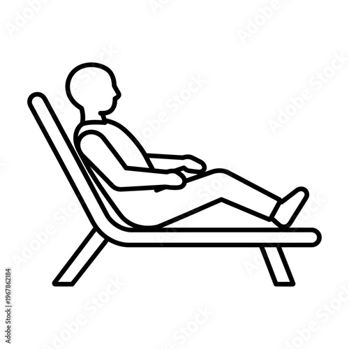 Person sitting relaxed in a modern vector lounge chair with legs crossed