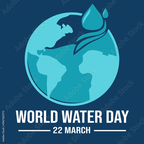 World water day illustration with earth globe and water drops