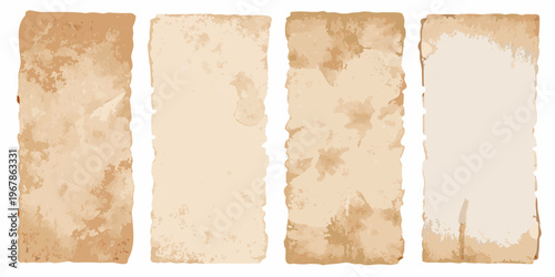 Four rectangular paper textures with varying shades of beige and brown