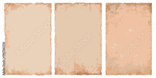 Three aged rectangular paper textures arranged vertically in a row