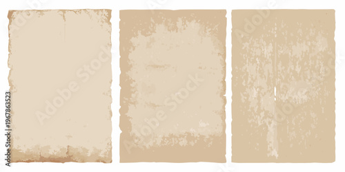 Three aged parchment paper textures arranged in a vertical composition