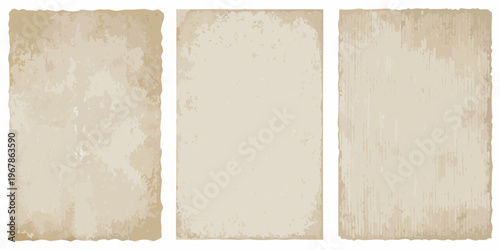 Three aged rectangular panels with a vintage textured appearance