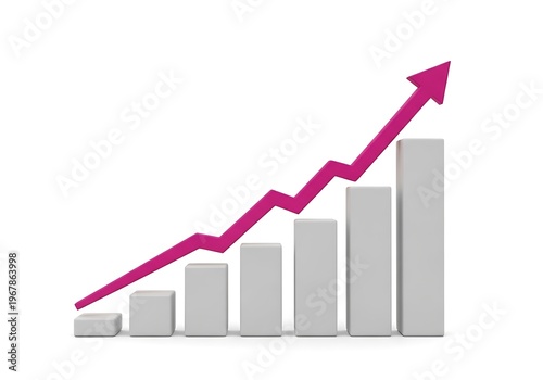 3d bar chart with a rising trend arrow isolated on white background Free Download 3d bar chart with a rising trend arrow isolated on white background - GFXLoad