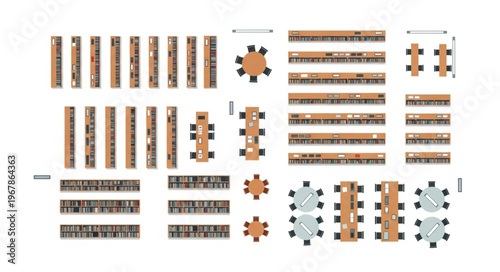Overhead View of Restaurant Seating Arrangement Plan.