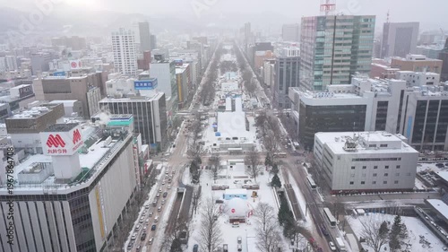 4K Time lapse of Sapporo city in Winter, Japan.
