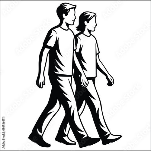 Couple Walking symbol silhouette design for romantic lifestyle, daily activity and outdoor scenes. Symbolizing bonding, unity, support and emotional connection