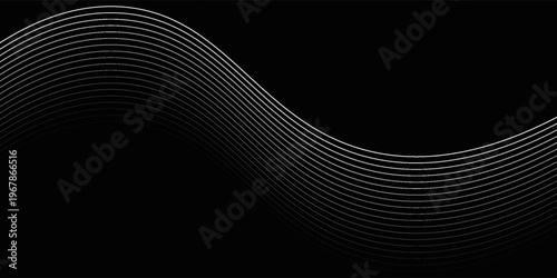 The black background features thin, curved lines in gold and white that run horizontally, giving the image a luxurious and slightly moving look. This piece feels elegant and easy on the