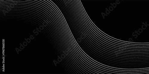 The black background features thin, curved lines in gold and white that run horizontally, giving the image a luxurious and slightly moving look. This piece feels elegant and easy on the