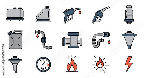 Fuel and Energy Icons - A Collection of Automotive and Power Symbols.