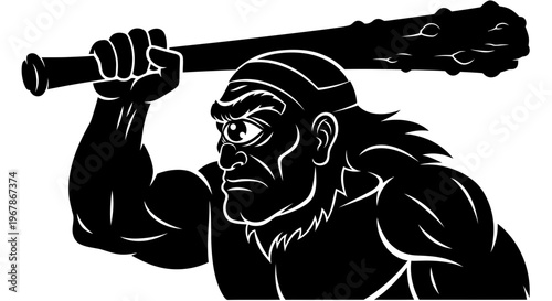 Ferocious Cyclops Warrior with Club, Mythological Creature Illustration