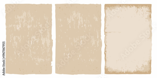 Three aged paper textures displayed vertically in a simple composition